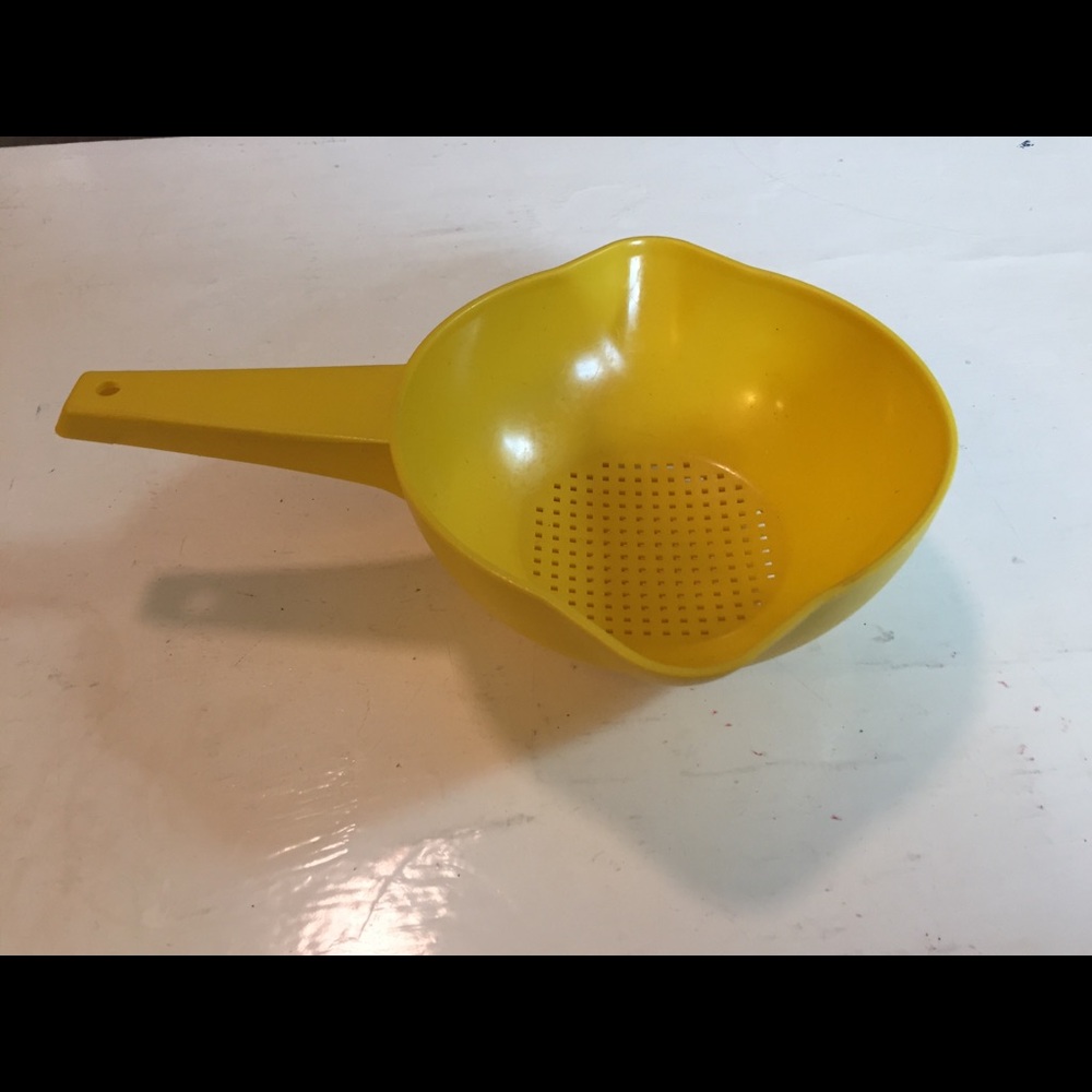 Yellow Plastic Strainer with Handle